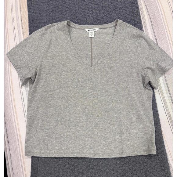 Athleta Tops - Athleta Gray V-Neck Short Sleeve Tee – Size M – New Without Tags